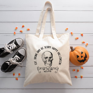 Schwarzes Vintages SchädelPersonalisiertes Hallowe Tragetasche