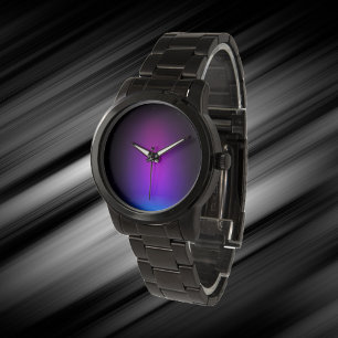 Schwarzes Violet Gradient Glow Armbanduhr