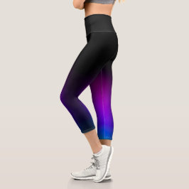 Schwarzes Violet Gradient Glow Capri Leggings