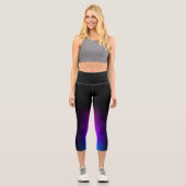 Schwarzes Violet Gradient Glow Capri Leggings (Vorderseite)