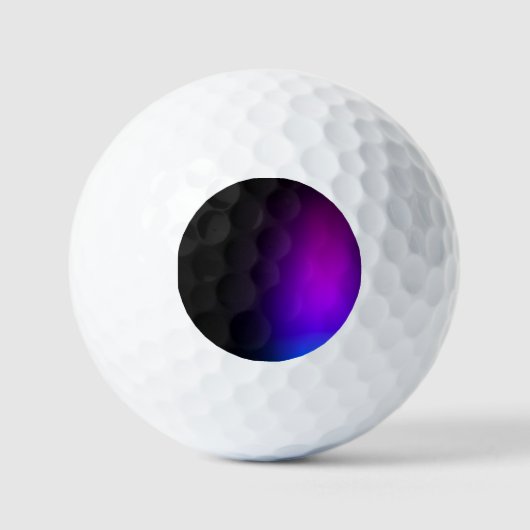 Schwarzes Violet Gradient Glow Golfball (Vorderseite)