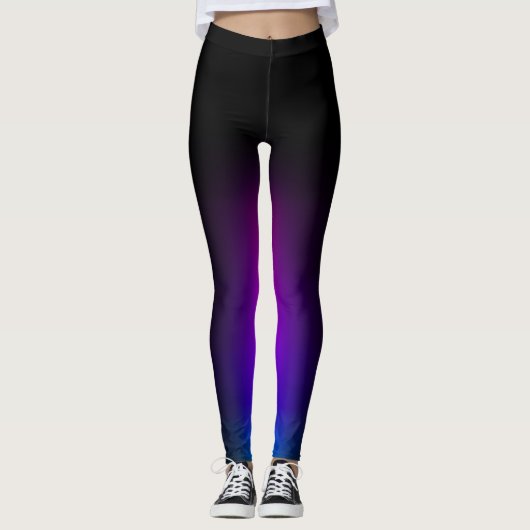Schwarzes Violet Gradient Glow Leggings (Vorderseite)