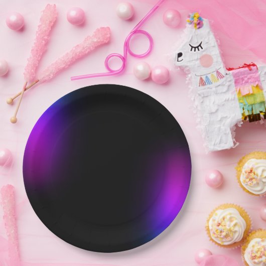 Schwarzes Violet Gradient Glow Pappteller (Party)