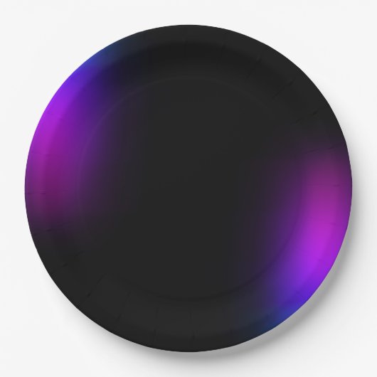 Schwarzes Violet Gradient Glow Pappteller (Vorderseite)