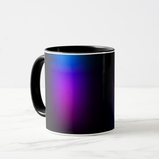Schwarzes Violet Gradient Glow Tasse (Vorderseite Links)