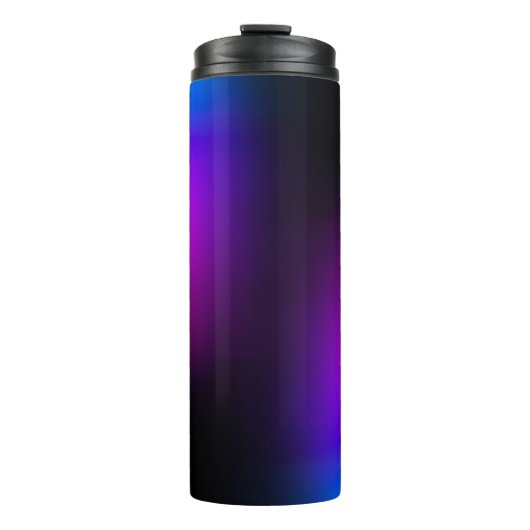 Schwarzes Violet Gradient Glow Thermosbecher (Vorderseite)