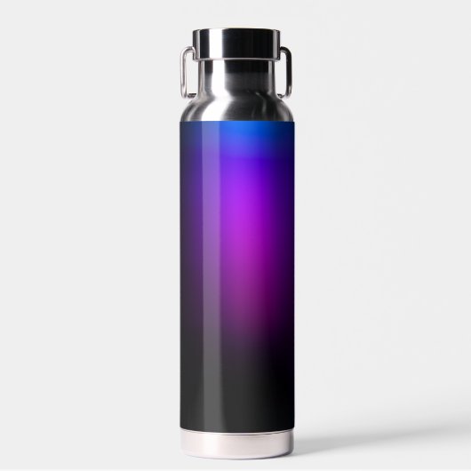 Schwarzes Violet Gradient Glow Trinkflasche (Vorne)