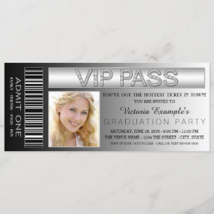 Schwarzes VIP-Pass-Eintrittskarte Abschlussfeier Einladung