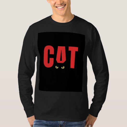 Schwarzes, volles T-Shirt mit Katzendesign  (Vorderseite)