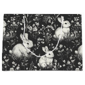 Schwarzes Waldkaninchen-Botanikmuster Große Geschenktüte (Vorderseite)