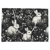 Schwarzes Waldkaninchen-Botanikmuster Große Geschenktüte (Rückseite)