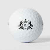 Schwarzes Wappen und 2 Pferde, königliche Abzeiche Golfball (Vorderseite)