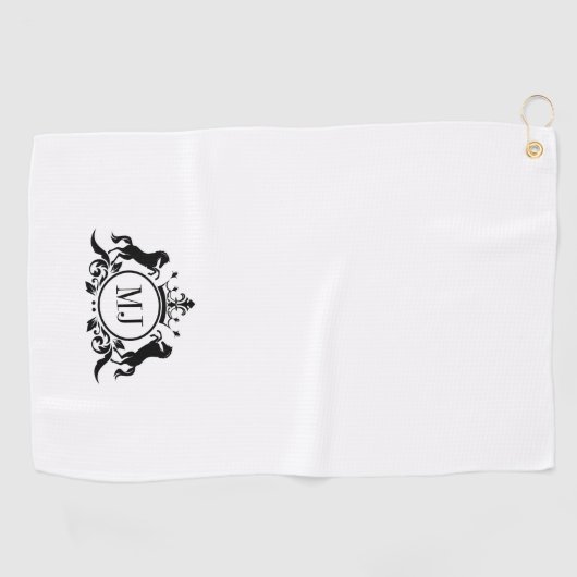 Schwarzes Wappen und 2 Pferde, königliche Abzeiche Golfhandtuch (Horizontal)