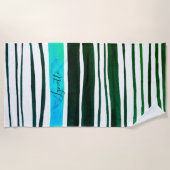 Schwarzes Wasser, blau, grüne Streifen Strandtuch (Vorderseite)