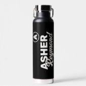 Schwarzes Wasser Flasche mit Name (Vorne)