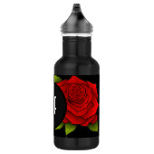 Schwarzes Wasser Flasche mit Rote Rose Blume Muste Edelstahlflasche (Rechts)