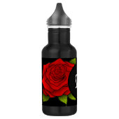 Schwarzes Wasser Flasche mit Rote Rose Blume Muste Edelstahlflasche (Links)