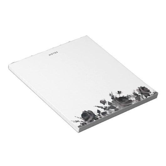 Schwarzes Wasser Rose Blumengarten Personalisiert Notizblock (angewinkelt)