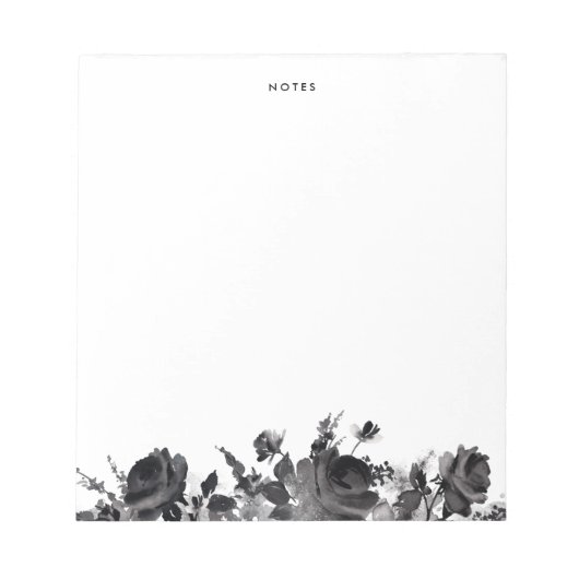 Schwarzes Wasser Rose Blumengarten Personalisiert Notizblock (Vorderseite)