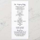 Schwarzes Wasser Rose Elegantes Hochzeitsprogramm Programm (Rückseite)