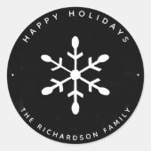 Schwarzes Wasser und weißes Schneeflocken | Weihna Runder Aufkleber (Vorderseite)