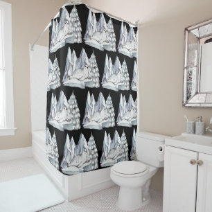 Schwarzes Wasser Winterwunder Siegel Schneeflocken Duschvorhang