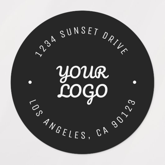 Schwarzes wasserdichtes Logo und Anschrift (oder a Etiketten (Design 1)