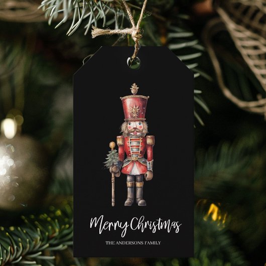 Schwarzes Wasserfarben-Nussknacker-Weihnachtsgesch Geschenkanhänger