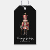 Schwarzes Wasserfarben-Nussknacker-Weihnachtsgesch Geschenkanhänger (Vorderseite)