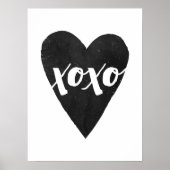 Schwarzes Wasserfarbenherz XOXO Poster (Vorne)