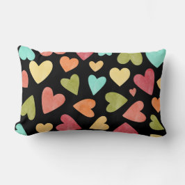 Schwarzes Wasserfarbenmuster, Rosa, Blau Grün Lendenkissen