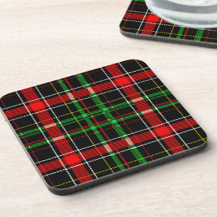 Schwarzes Weihnachts-Baumwoll-Karo-Tartan-Design Getränkeuntersetzer