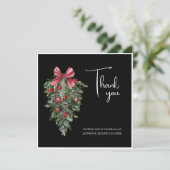 Schwarzes Weihnachts Rotes Grün Winterfest Hochzei Dankeskarte (Stehend Vorderseite)