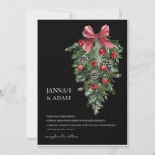 Schwarzes Weihnachts Rotes Grün Winterfest Hochzei Einladung (Vorderseite)