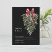 Schwarzes Weihnachts Rotes Grün Winterfest Hochzei Einladung (Stehend Vorderseite)