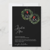 Schwarzes Weihnachts Rotes Grün Winterfest Hochzei Einladung (Vorderseite)