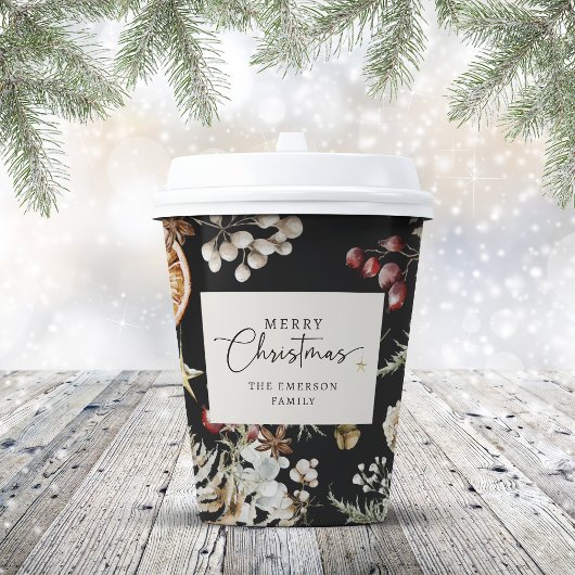 Schwarzes Weihnachtsfest Pappbecher