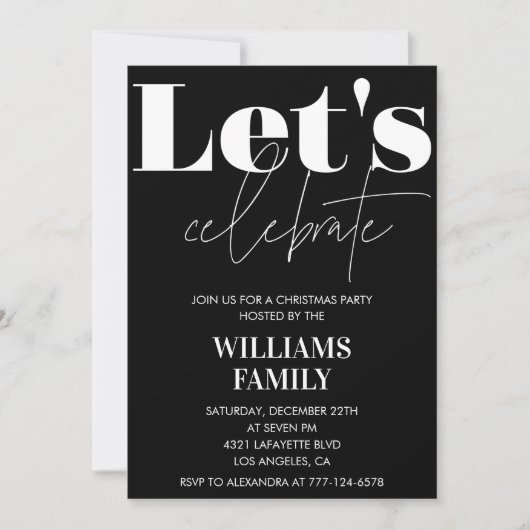 Schwarzes Weihnachtsgebäck Feiern wir Einladung (Vorderseite)