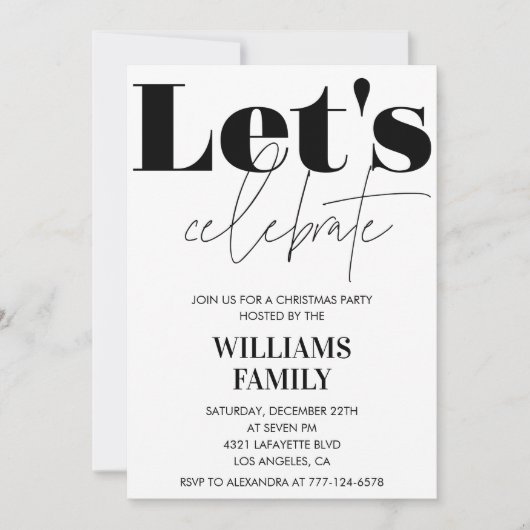 Schwarzes Weihnachtsgebäck Feiern wir Einladung (Vorderseite)