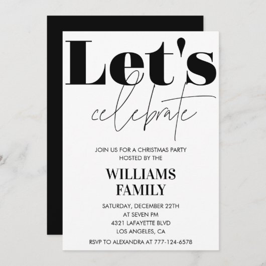 Schwarzes Weihnachtsgebäck Feiern wir Einladung (Vorne/Hinten)