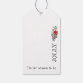 Schwarzes Weihnachtsgeschenk, Katze, Schneebäume Geschenkanhänger (Rückseite)