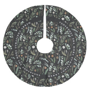 Schwarzes Weihnachtsgeschenk - modernes botanische Polyester Weihnachtsbaumdecke