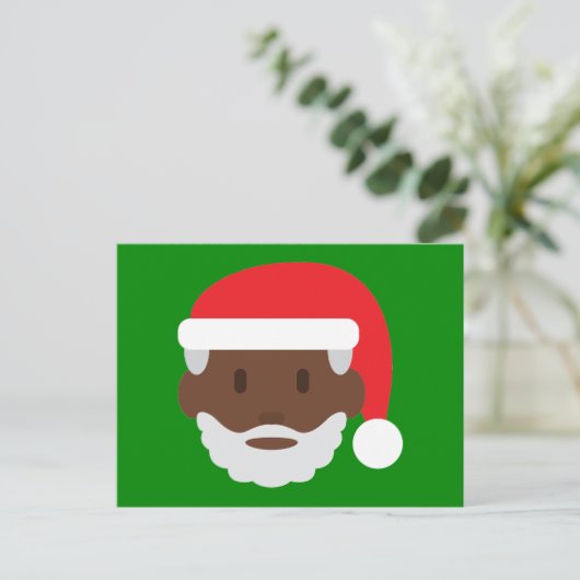 schwarzes Weihnachtsmann emoji Feiertagspostkarte (Stehend Vorderseite)