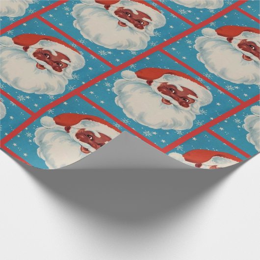 Schwarzes Weihnachtsmann-Packpapier Geschenkpapier (Ecke)