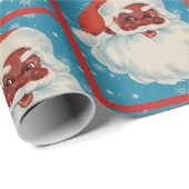 Schwarzes Weihnachtsmann-Packpapier Geschenkpapier (Rolleneckpunkt)