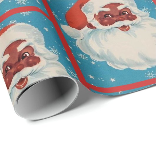 Schwarzes Weihnachtsmann-Packpapier Geschenkpapier (Rolleneckpunkt)