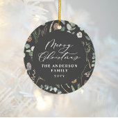 Schwarzes Weihnachtsminimalistisches botanisches F Keramik Ornament