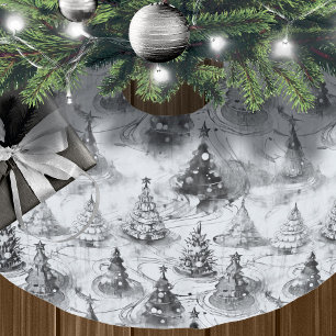 Schwarzes Weihnachtsmuster#3 ID1009 Polyester Weihnachtsbaumdecke