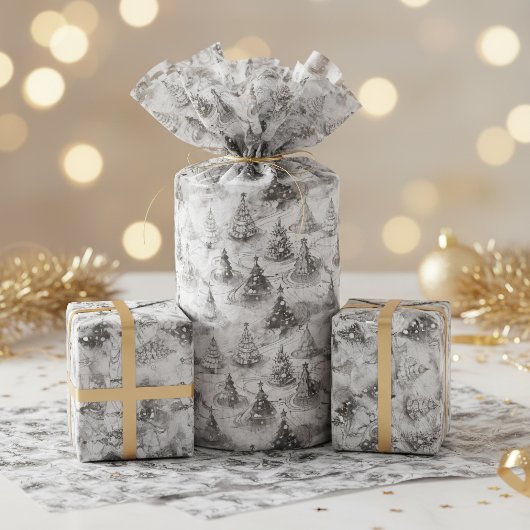 Schwarzes Weihnachtsmuster#3 ID1009 Seidenpapier