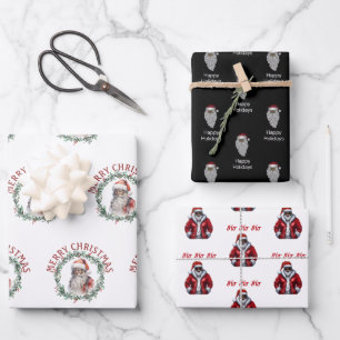 Schwarzes Weihnachtsmuster Afrikanisches Weihnacht Geschenkpapier Set